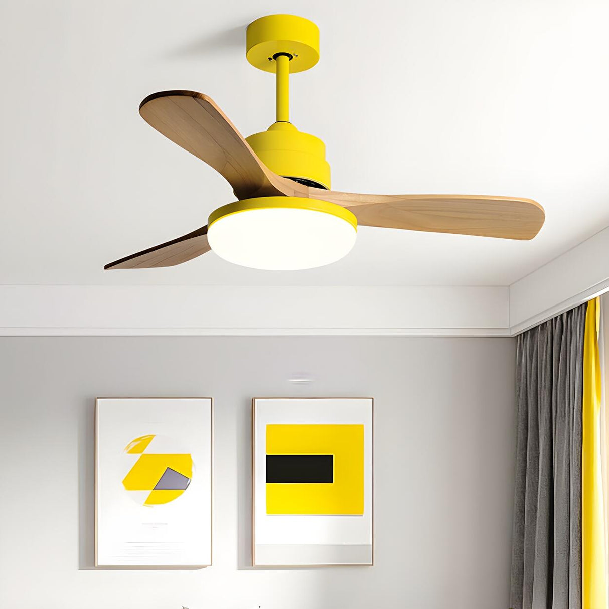 Nordic 3 Wooden Fan Blades LED Ceiling Fan with Light Image - 3