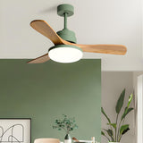 Nordic 3 Wooden Fan Blades LED Ceiling Fan with Light Image - 5