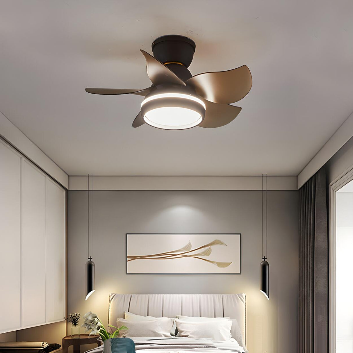 Nordic 5 Blade Simple Modern Ceiling Fan with Light Image - 15