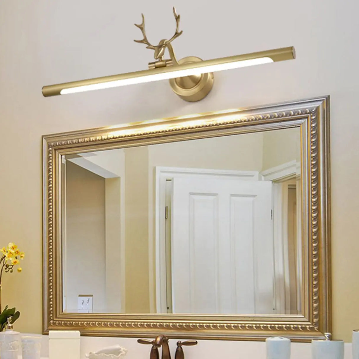 Nordic Antler Metal Bathroom Black LED Vanity Lights Image - 24