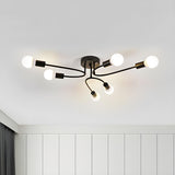 Nordic Bedroom Arc Arm Semi-Flush Mount Light 6 Bulbs Image - 14