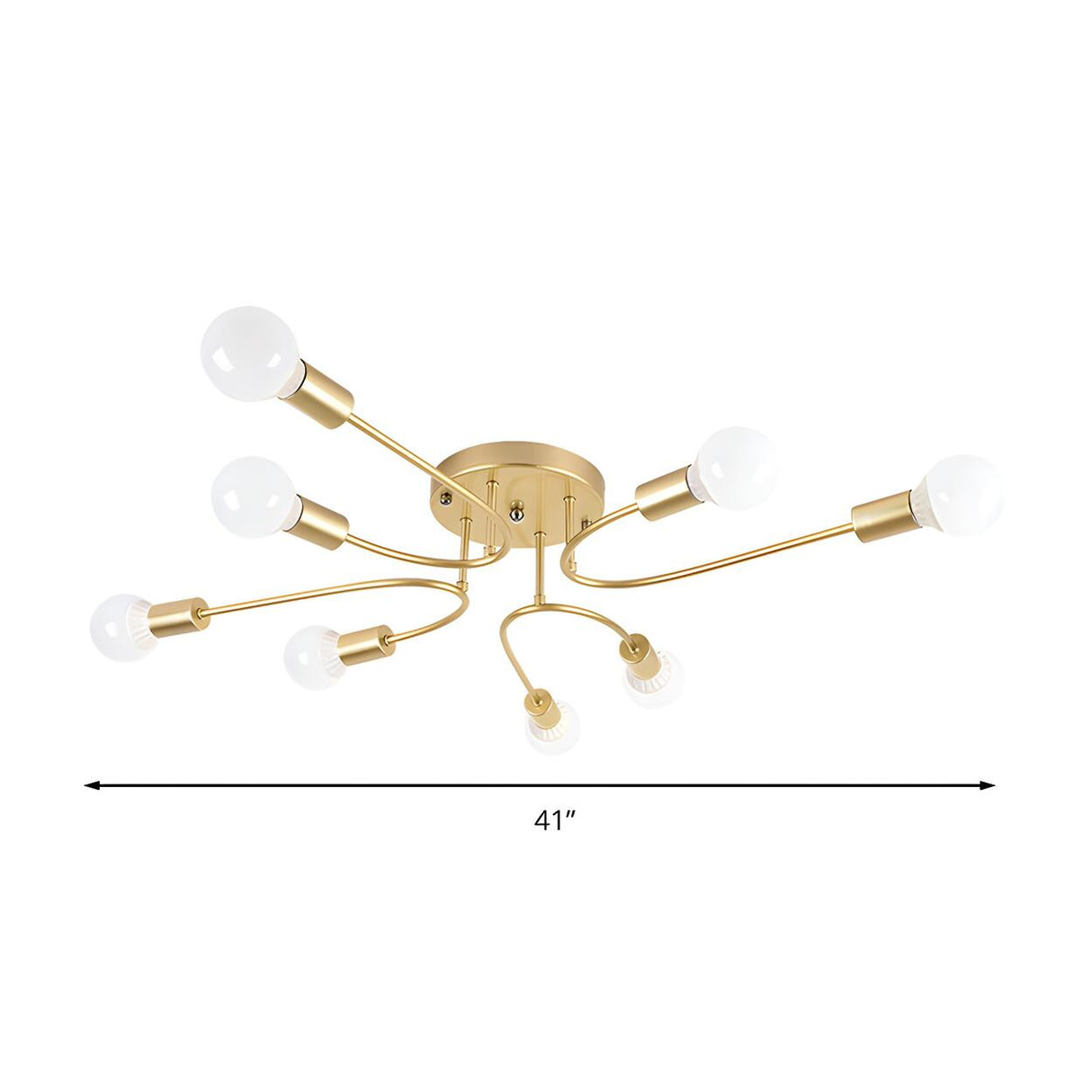 Nordic Bedroom Arc Arm Semi-Flush Mount Light 6 Bulbs Image - 34