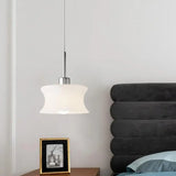 Nordic Bedroom White Resin Curved Cylinder Pendant Light Image - 4