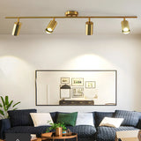 Nordic Brass Semi-Flush Linear Metal Fixed Track Light Image - 2