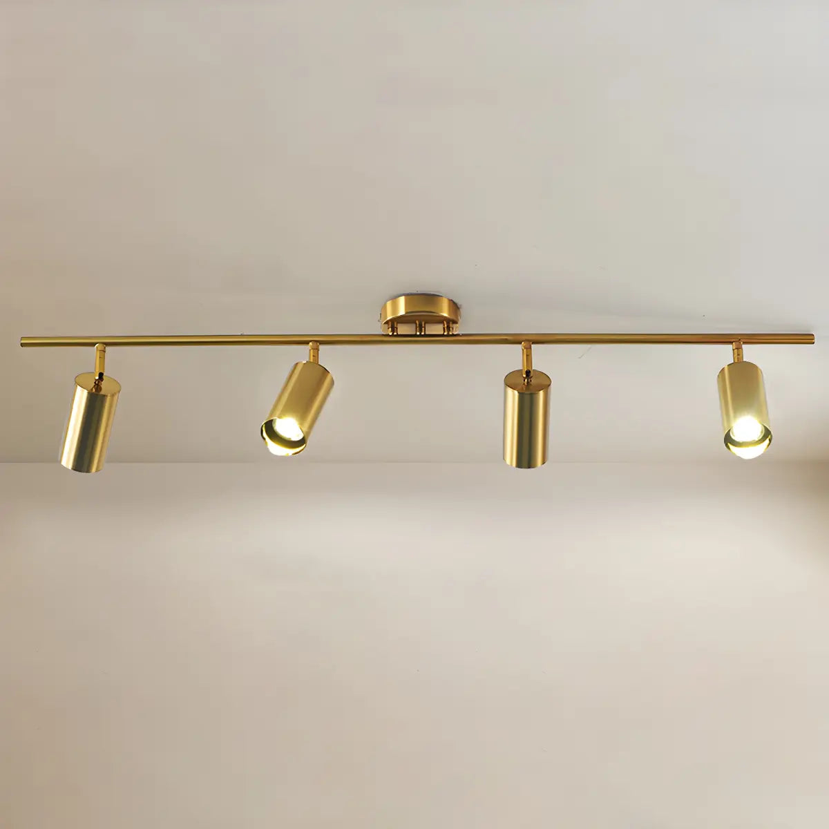 Nordic Brass Semi-Flush Linear Metal Fixed Track Light Image - 5