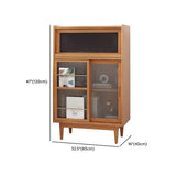 Nordic Brown Rattan Solid Wood Standard China Cabinet Image - 17