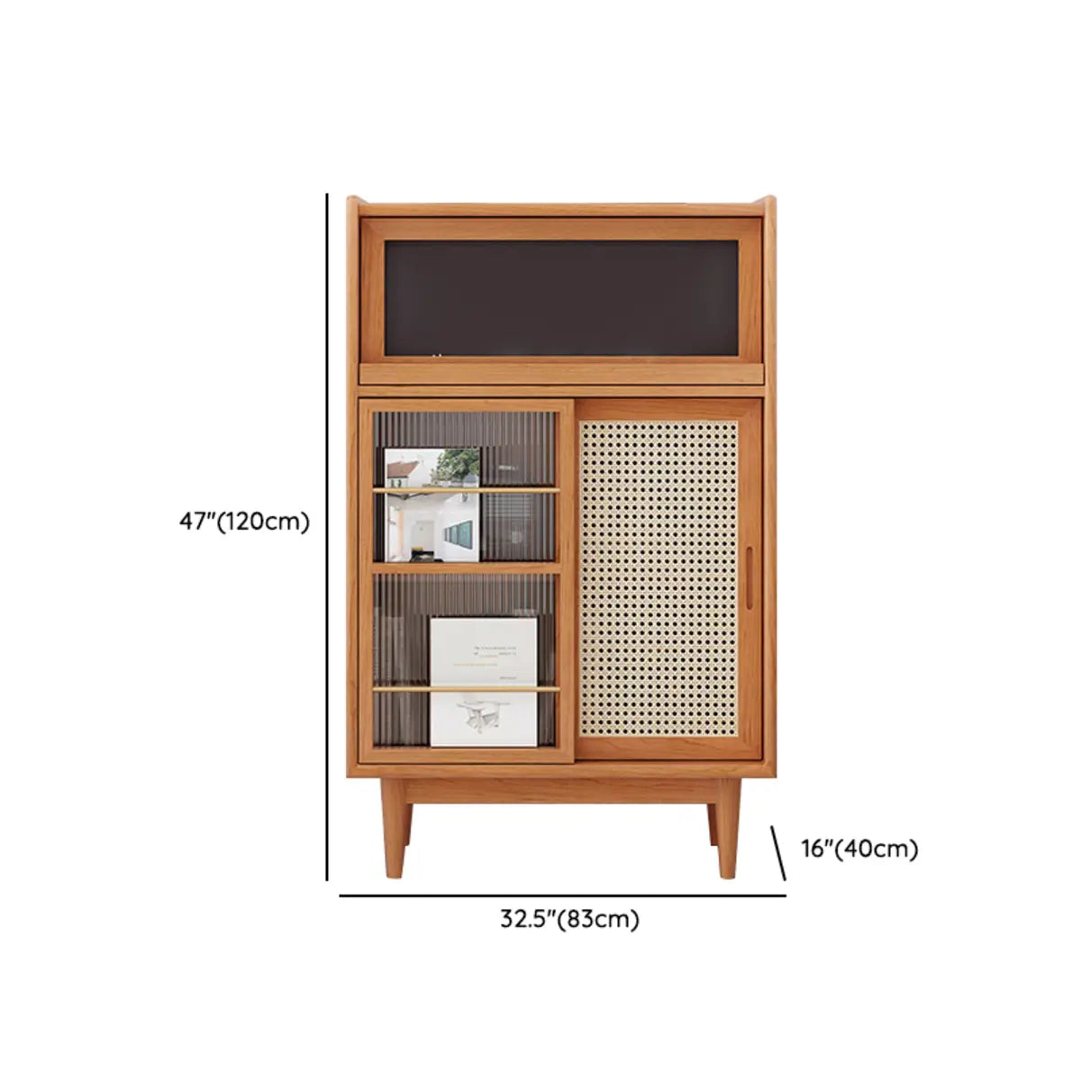 Nordic Brown Rattan Solid Wood Standard China Cabinet Image - 19