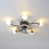 Nordic Chic Branch Ball Shade Ceiling Fan with Light Image - 2