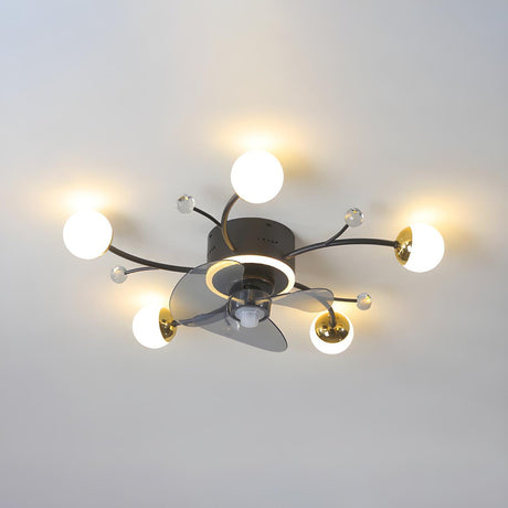 Nordic Chic Branch Ball Shade Ceiling Fan with Light Image - 2