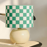 Nordic Chic Plaid Fabric Shade Globe Base Table Lamp Image - 11