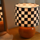 Nordic Chic Plaid Fabric Shade Globe Base Table Lamp Image - 14