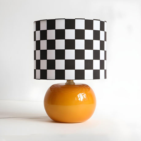 Nordic Chic Plaid Fabric Shade Globe Base Table Lamp Image - 2