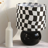 Nordic Chic Plaid Fabric Shade Globe Base Table Lamp Image - 4