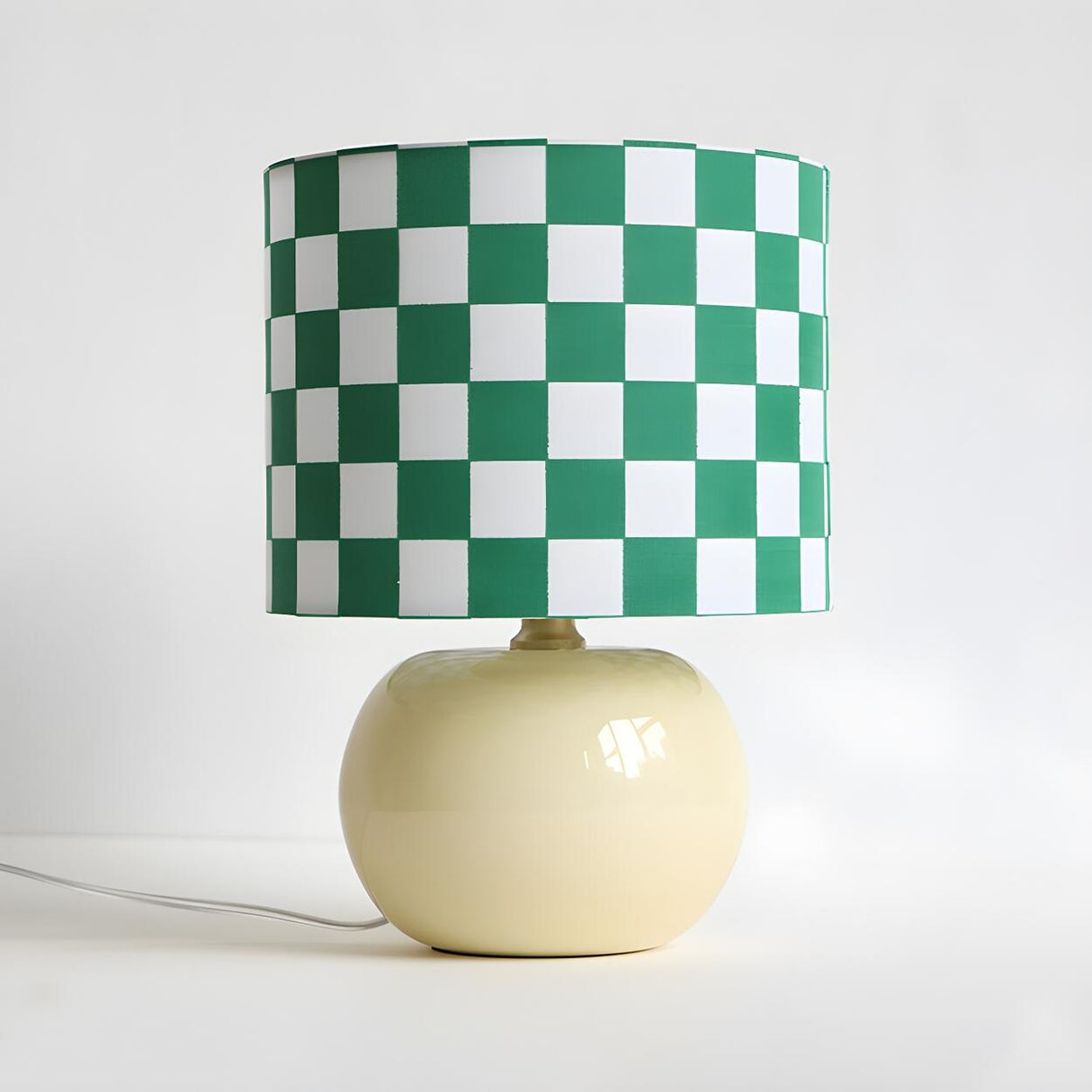 Nordic Chic Plaid Fabric Shade Globe Base Table Lamp Image - 7