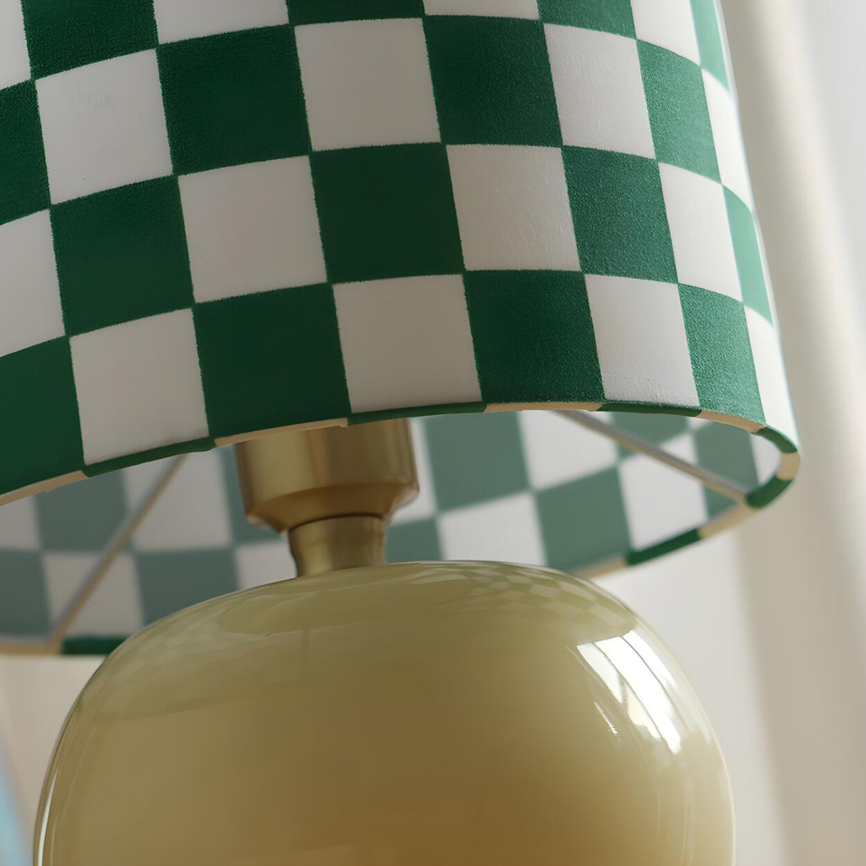 Nordic Chic Plaid Fabric Shade Globe Base Table Lamp Image - 8