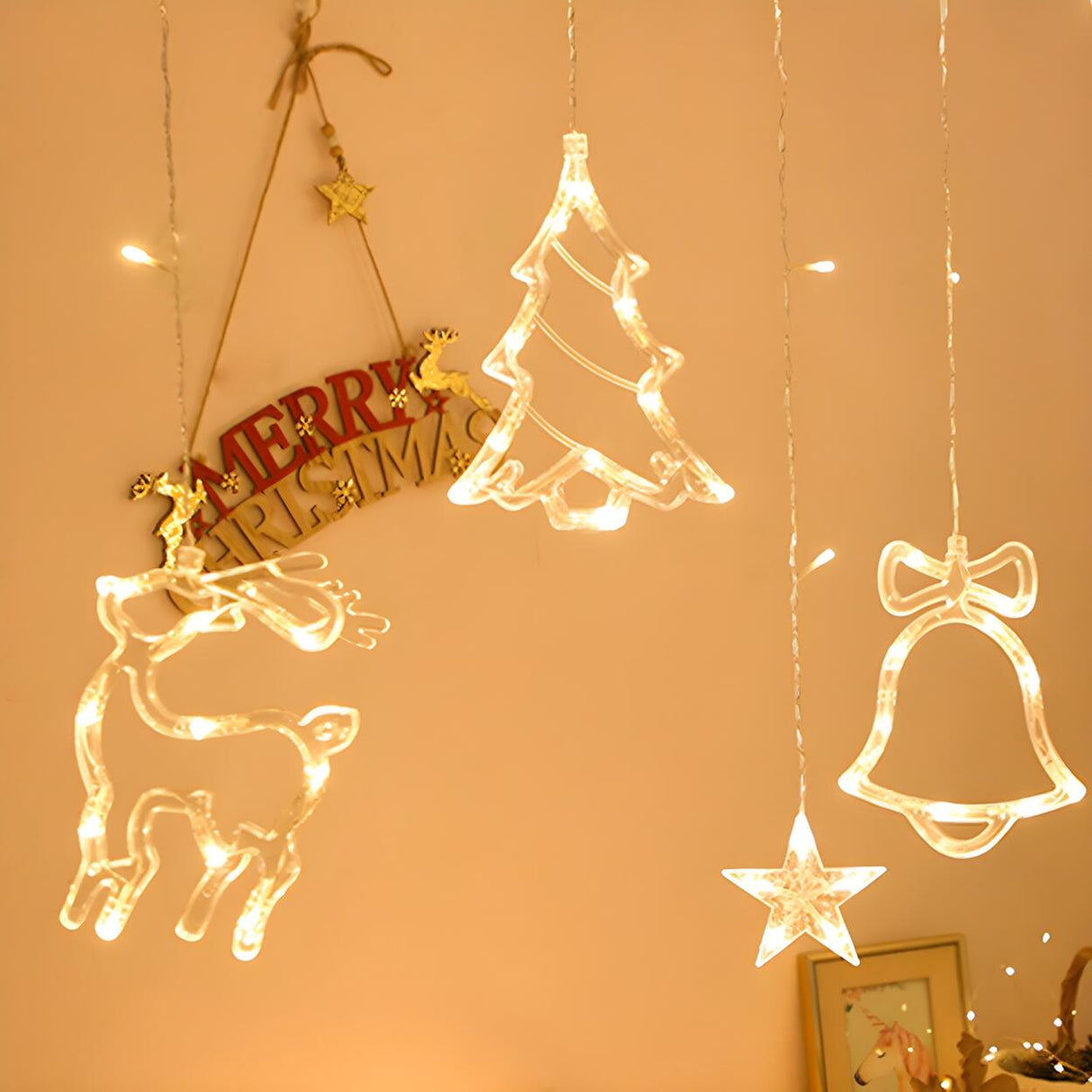 Nordic Christmas Tree and Deer Starry String Lights Image - 2