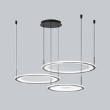 Nordic Circle Acrylic Living Room Black 3-Light Chandelier Image - 4