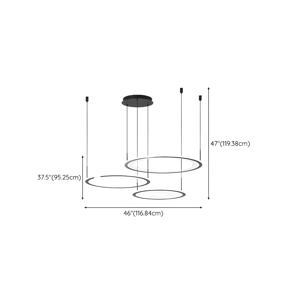 Nordic Circle Acrylic Living Room Black 3-Light Chandelier 