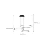 Nordic Circle Acrylic Living Room Black 3-Light Chandelier #size