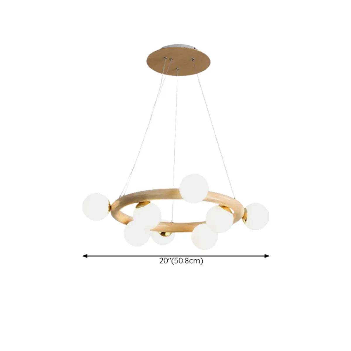 Nordic Circular Wood Ball Bedroom 10 Lights Chandelier 