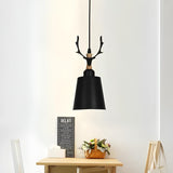 Nordic Colorful Metal Bucket Antler Kids Room Pendant Light Image - 2