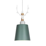 Nordic Colorful Metal Bucket Antler Kids Room Pendant Light Image - 9