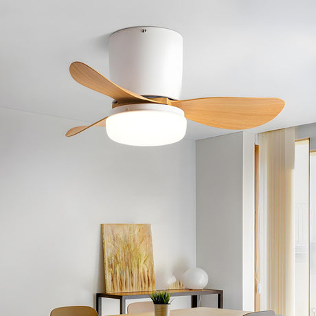 Nordic Columnar 3-Blade LED Ceiling Fan with Light Image - 1