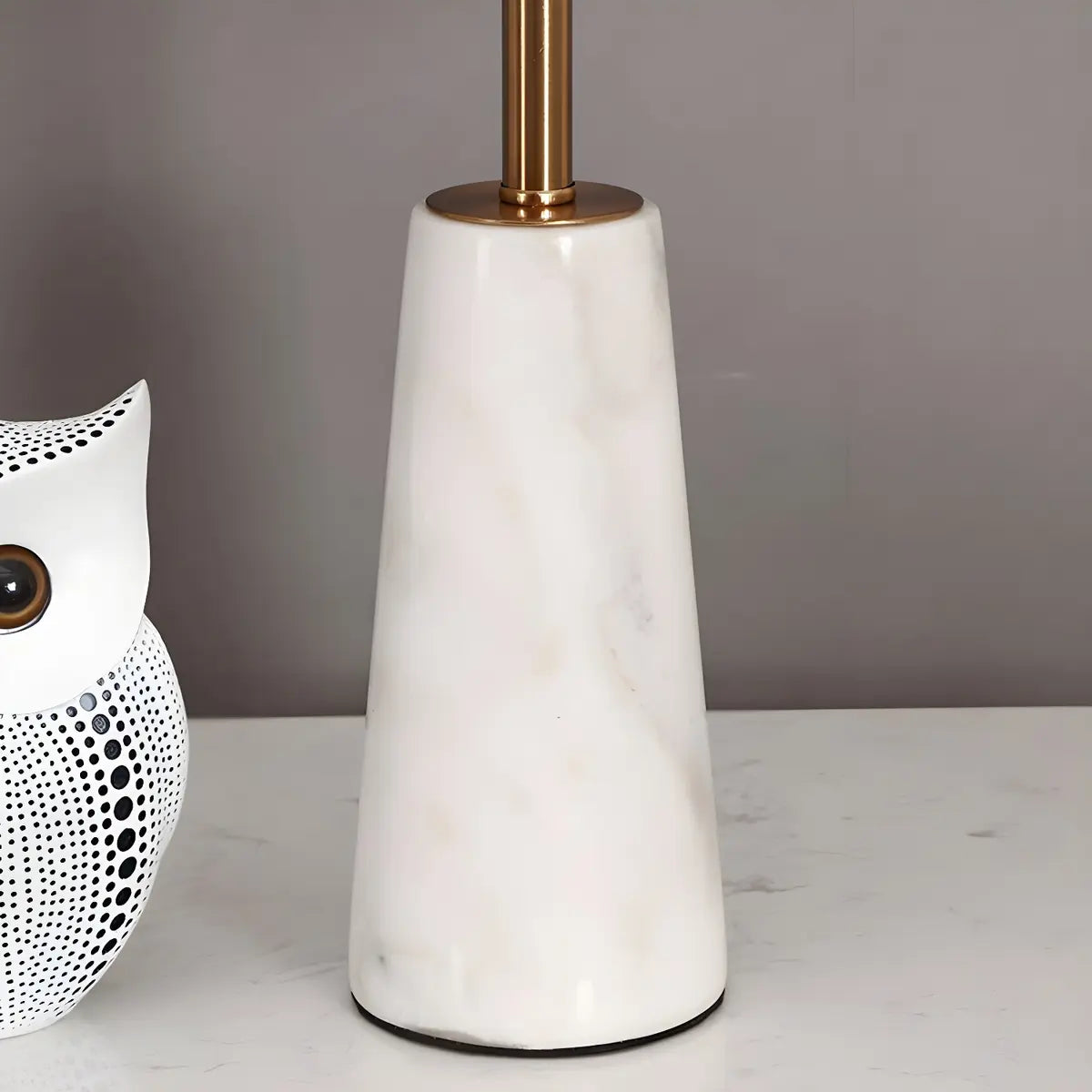 Nordic Conical Drum Marble Bedside White Table Lamp Image - 5