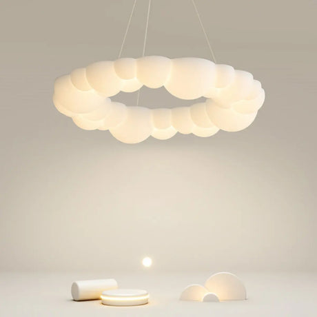 Nordic Creativity Ring Cloud Resin White Chandelier Image - 1