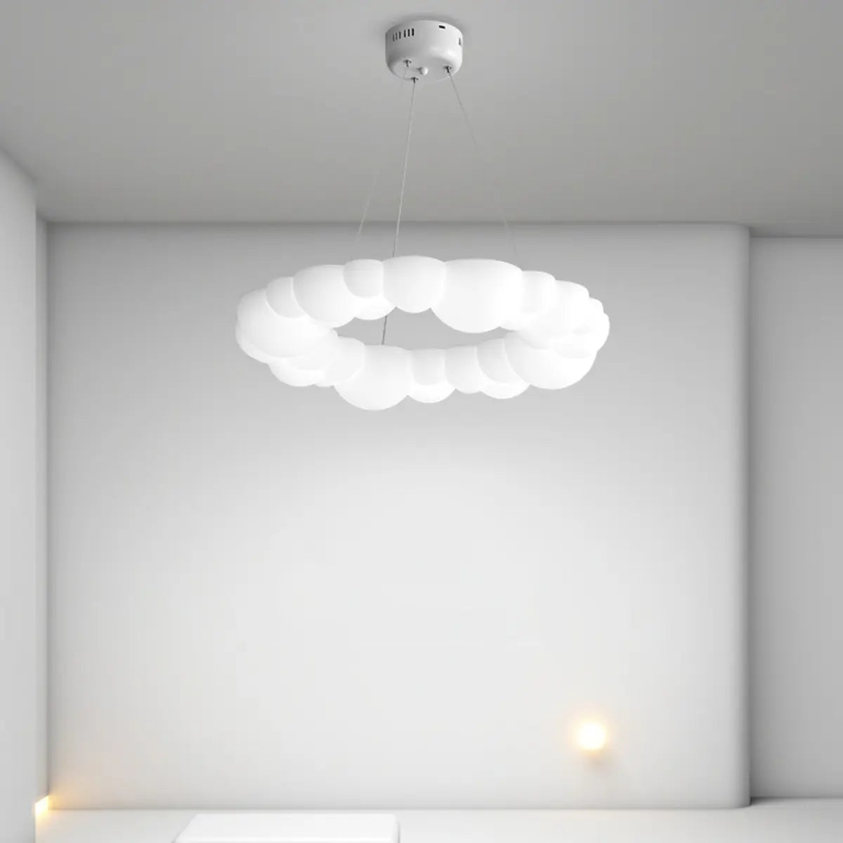 Nordic Creativity Ring Cloud Resin White Chandelier Image - 3