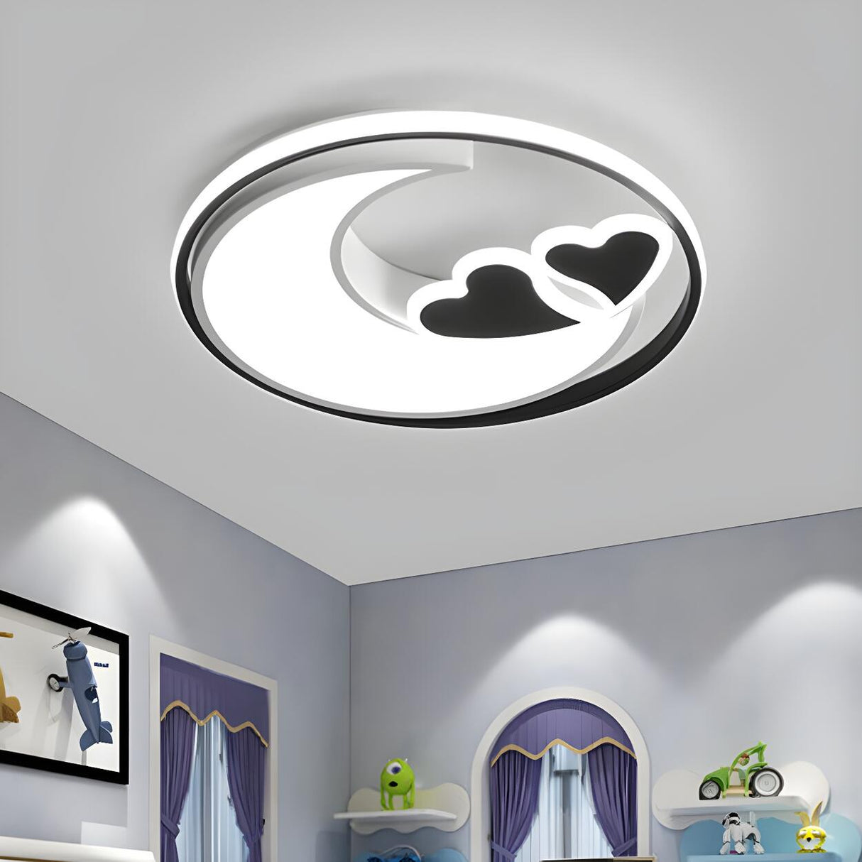 Nordic Crescent Heart LED Flush Mount Ceiling Light Image - 2