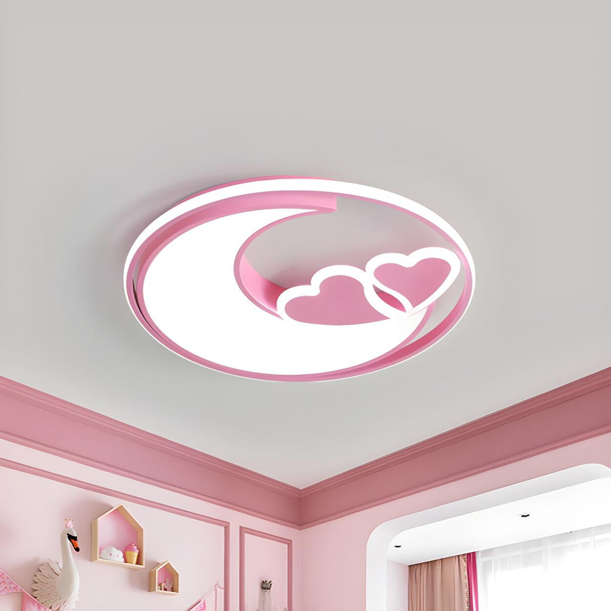 Nordic Crescent Heart LED Flush Mount Ceiling Light Image - 5