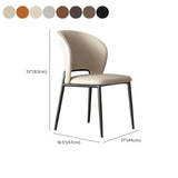 Nordic Curved Back Faux Leather Metal Legs Dining Chair #size