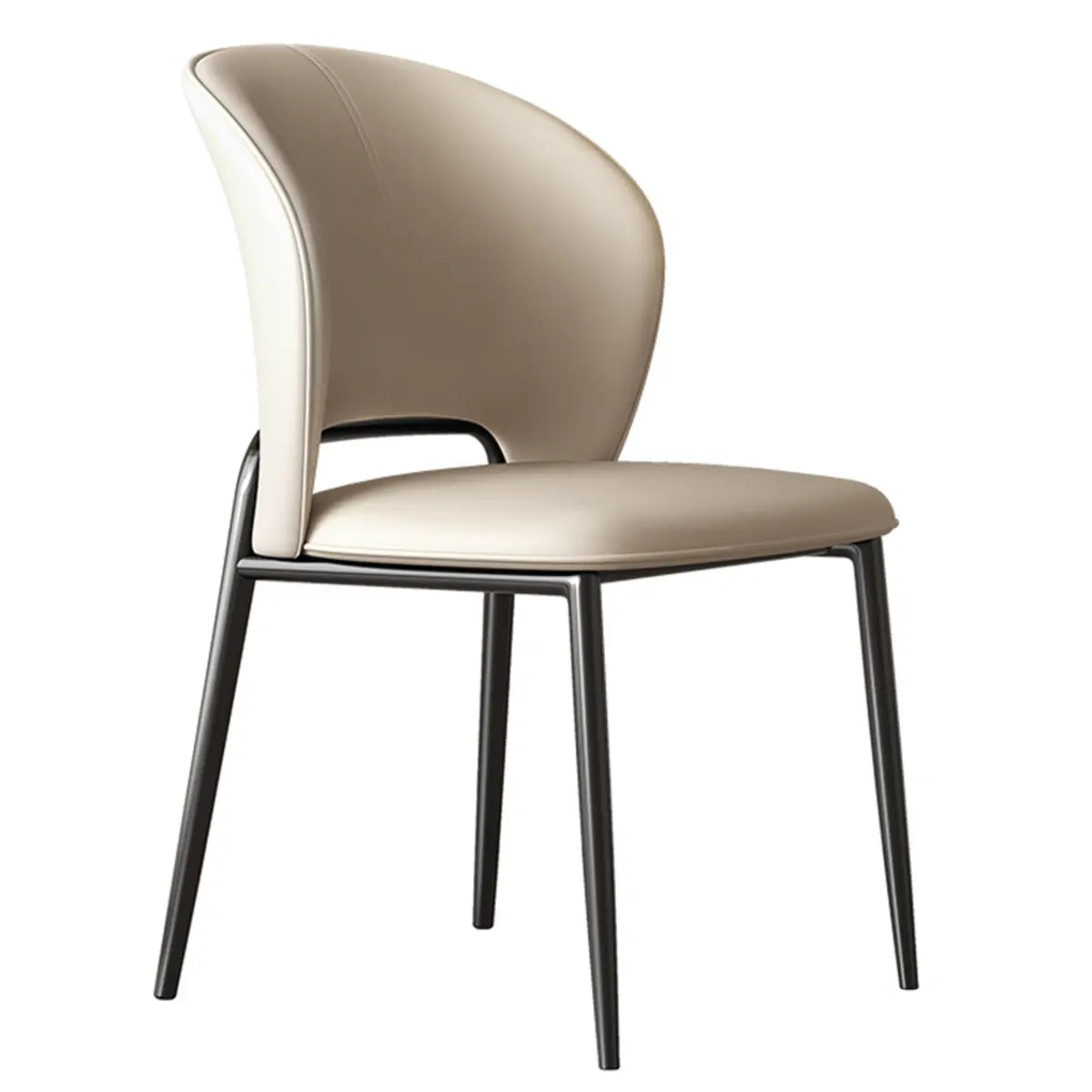 Nordic Curved Back Faux Leather Metal Legs Dining Chair Image - 8