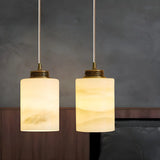 Nordic Cylinder Alabaster Adjustable Height Pendant Light Image - 1