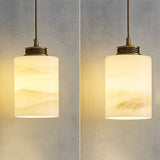 Nordic Cylinder Alabaster Adjustable Height Pendant Light Image - 10