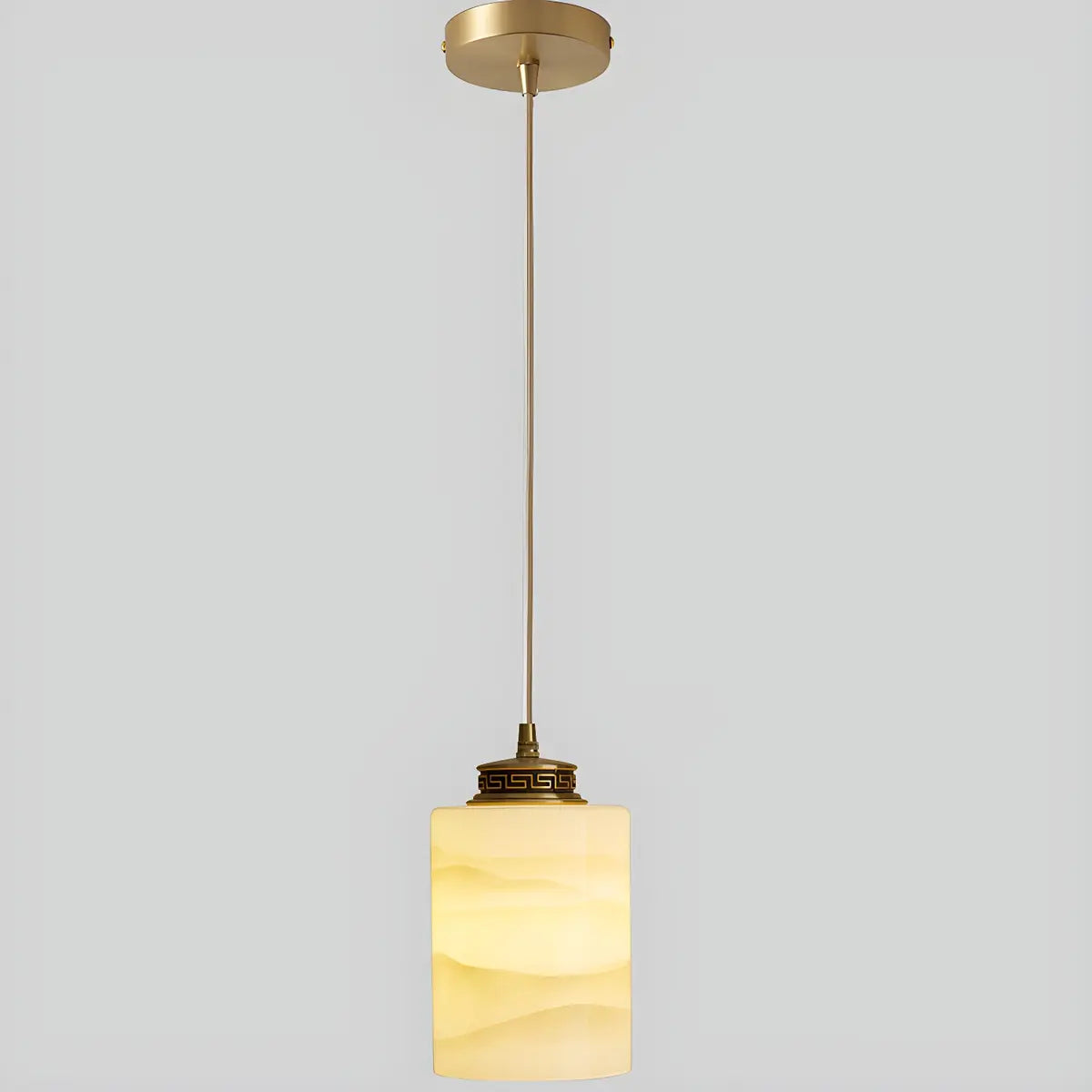 Nordic Cylinder Alabaster Adjustable Height Pendant Light Image - 2