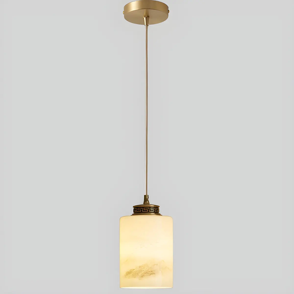 Nordic Cylinder Alabaster Adjustable Height Pendant Light Image - 8