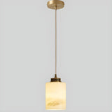 Nordic Cylinder Alabaster Adjustable Height Pendant Light Image - 8