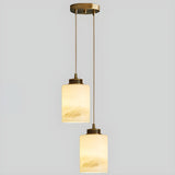 Nordic Cylinder Alabaster Adjustable Height Pendant Light Image - 9