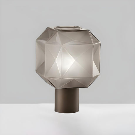 Nordic Diamond Geometric Smoke Grey Glass Table Lamp Image - 1