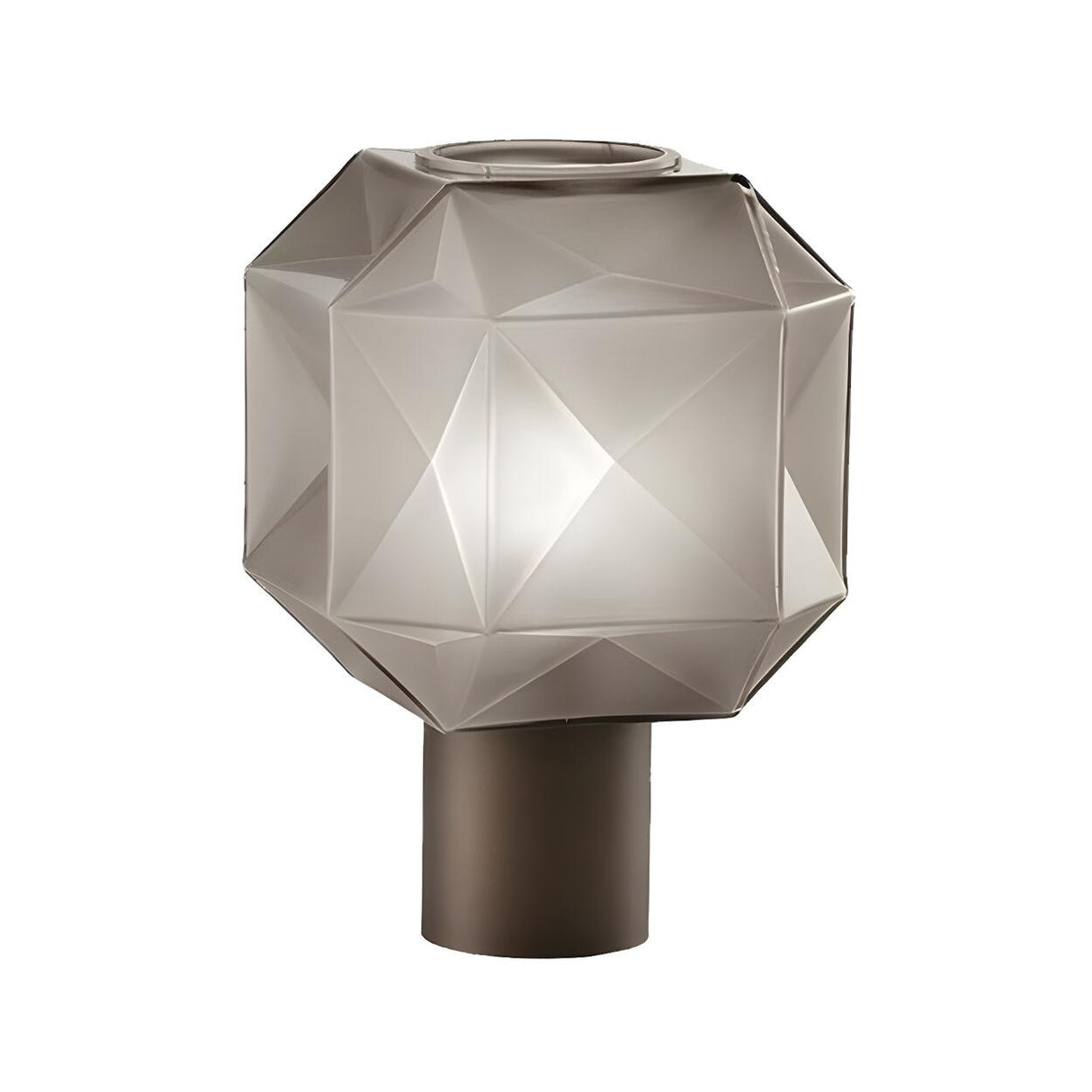 Nordic Diamond Geometric Smoke Grey Glass Table Lamp Image - 2