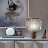 Nordic Diamond Geometric Smoke Grey Glass Table Lamp Image - 3