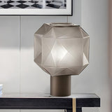 Nordic Diamond Geometric Smoke Grey Glass Table Lamp Image - 7