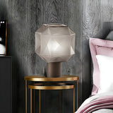 Nordic Diamond Geometric Smoke Grey Glass Table Lamp Image - 8