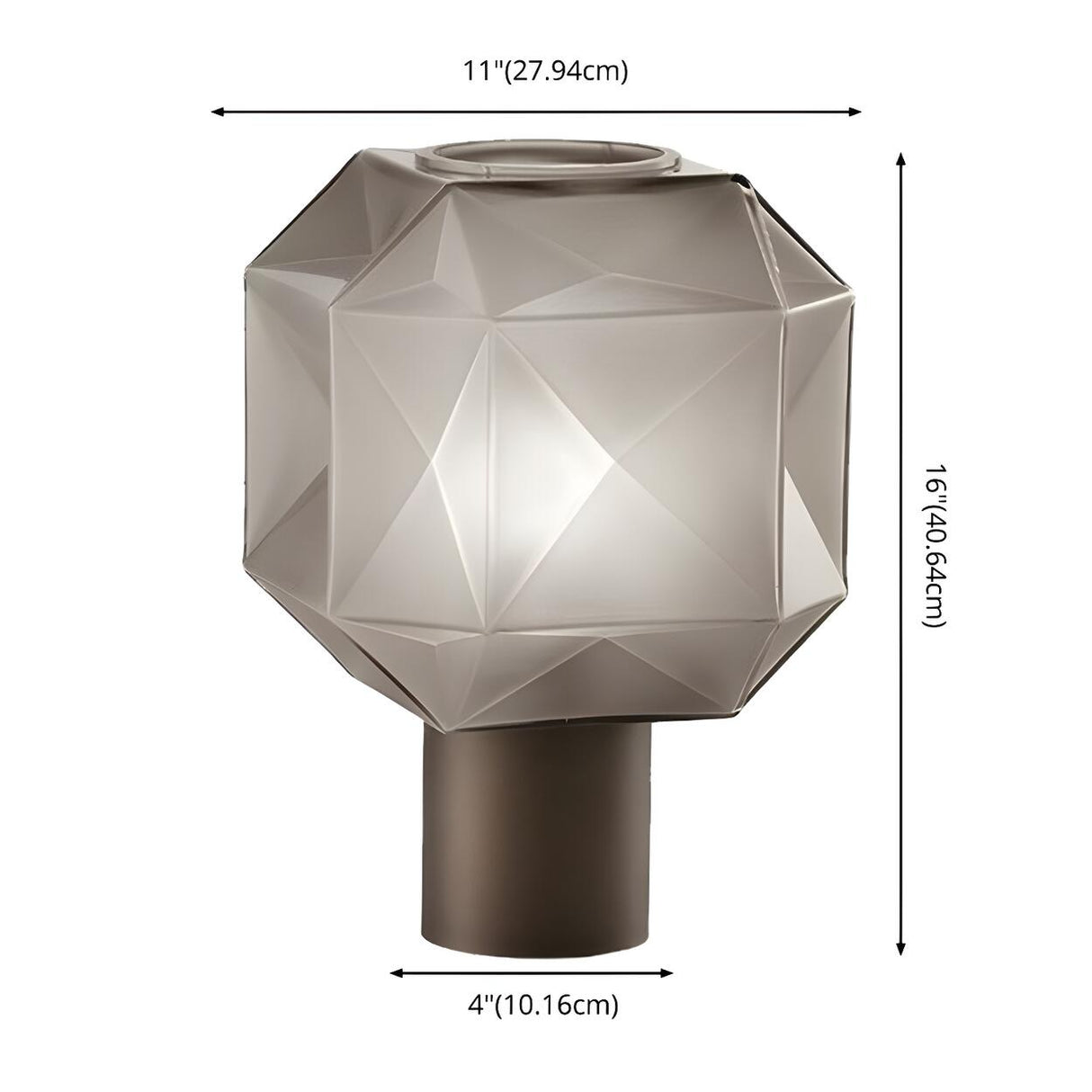 Nordic Diamond Geometric Smoke Grey Glass Table Lamp 