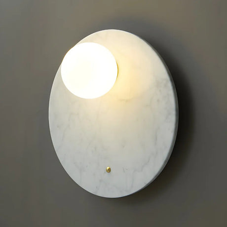 Nordic Elegant Oval White Marble Mini Bedroom Wall Sconce Image - 2