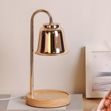 Nordic Fashion Golden Bell Shade Wooden Base Table Lamp Image - 1