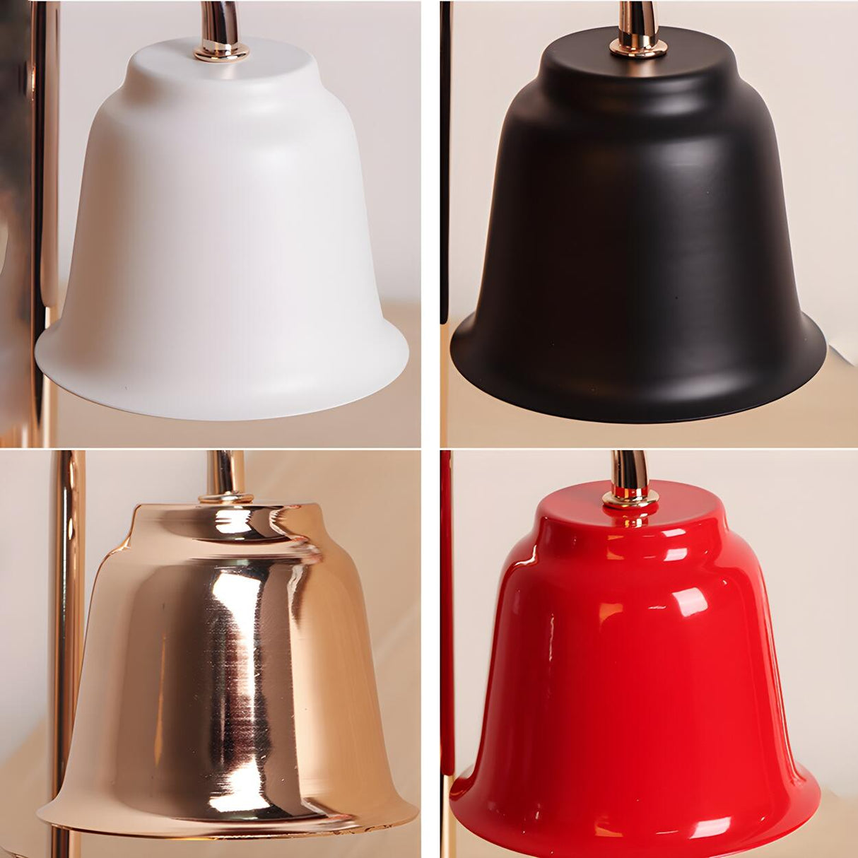 Nordic Fashion Golden Bell Shade Wooden Base Table Lamp Image - 10