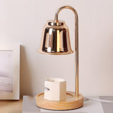 Nordic Fashion Golden Bell Shade Wooden Base Table Lamp Image - 12